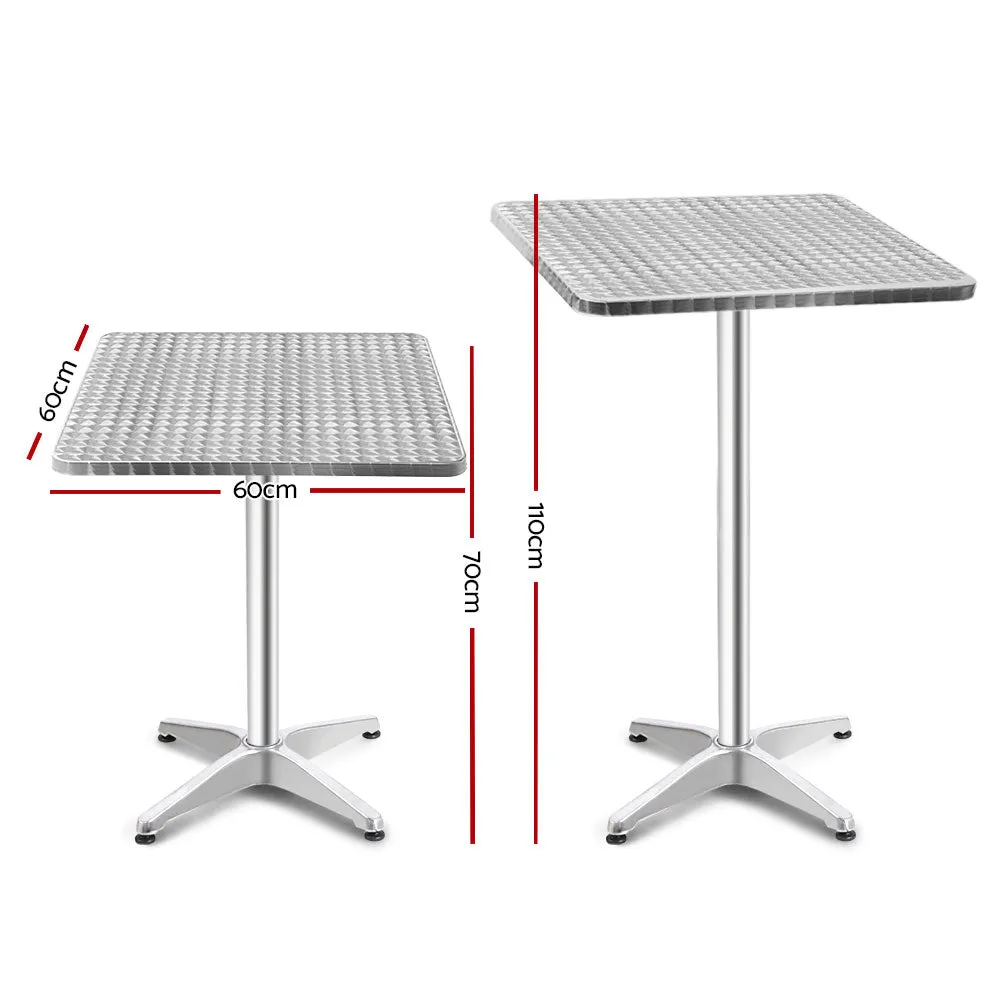 1 x Bar Table Aluminium/Stainless Steel - Square