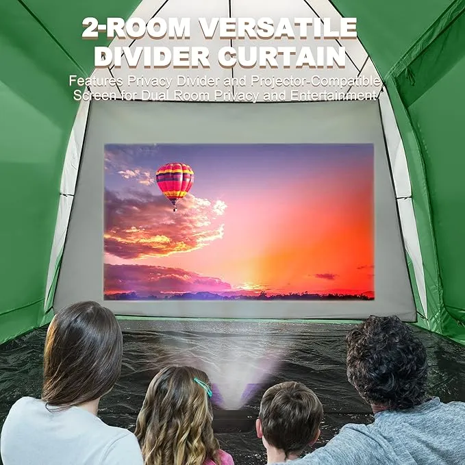 10 Person Family Tents for Camping Waterproof, Music Festival, Parties,2 Room Big Tent with 4 Large Mesh Windows, Double Layer, Easy Setup, Weather Resistant,18ft X 9ft X6.8ft