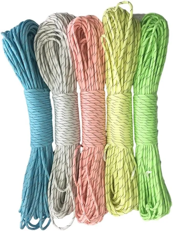 100Feet 4.5mm Paracord Rope,9 Strand Reflective Parachute Cord,High Visible Utility Nylon Cord for Outdoor Survival Camping Hiking Tent Biking Boating Hunting and Crafting