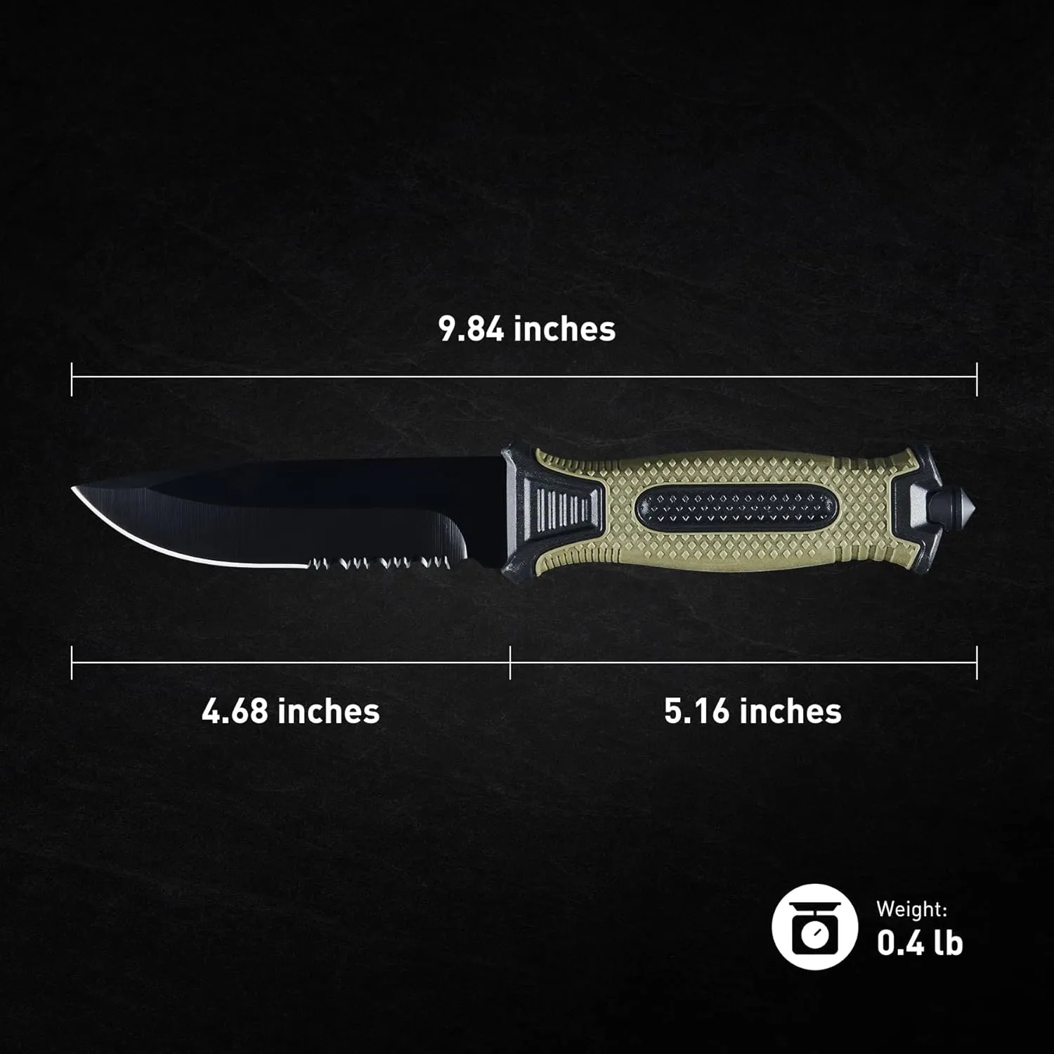 10" Fixed Blade Tactical Knives with Sheath and Clip, Stainless Steel Survival Hunting Bushcraft Full Tang Non-Slip Handle Knife for Camping, Hunting, Adventure, Outdoors, EDC，Military Green