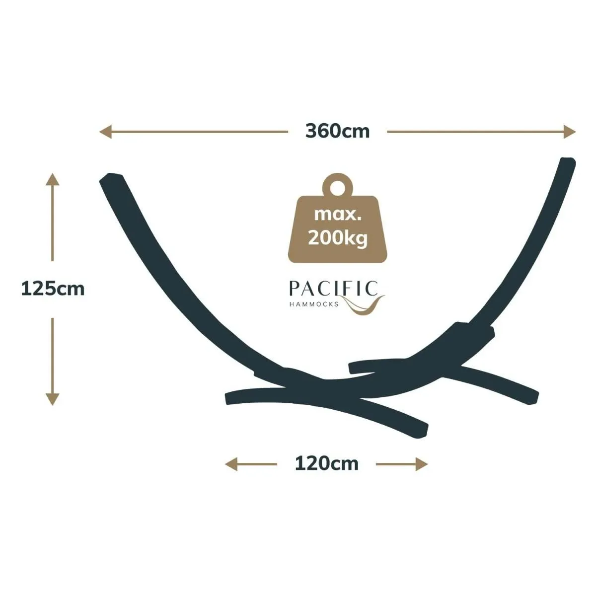 12ft Wooden Arc Hammock Stand & Resort Polyester Rope Hammock