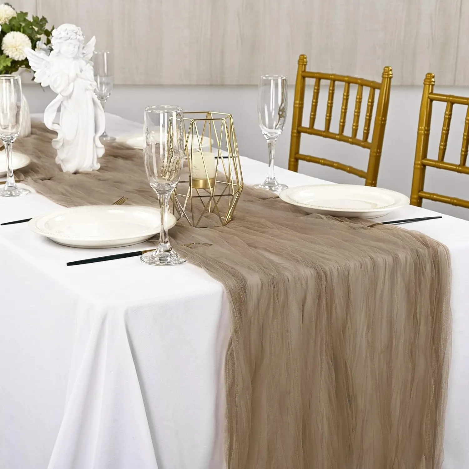 12Pack Coffee Cheesecloth Table Runner, Gauze Fabric Boho Table Runner 29"x120"Cheesecloth Table Runner,Gauze Semi-Sheer Table Runner for Wedding,Baby Shower Birthday Party Decor(Coffee)