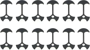 12Pcs Deck Plank Road Camping Fish Bone Nail Rope Buckle Tent Windproof Rope Fish Bone Nail Aluminum Alloy Anchor Buckle Fish Bone-Shape, Black