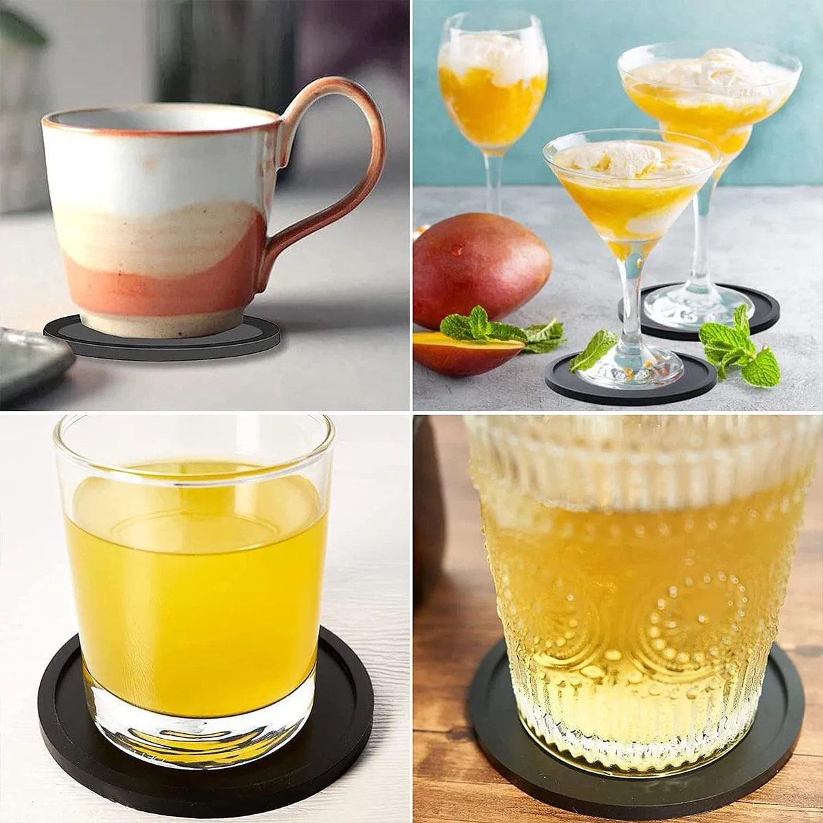 12pcs Silicone Round Insulated Coasters Tea Cups Coffee Mugs Table Protection