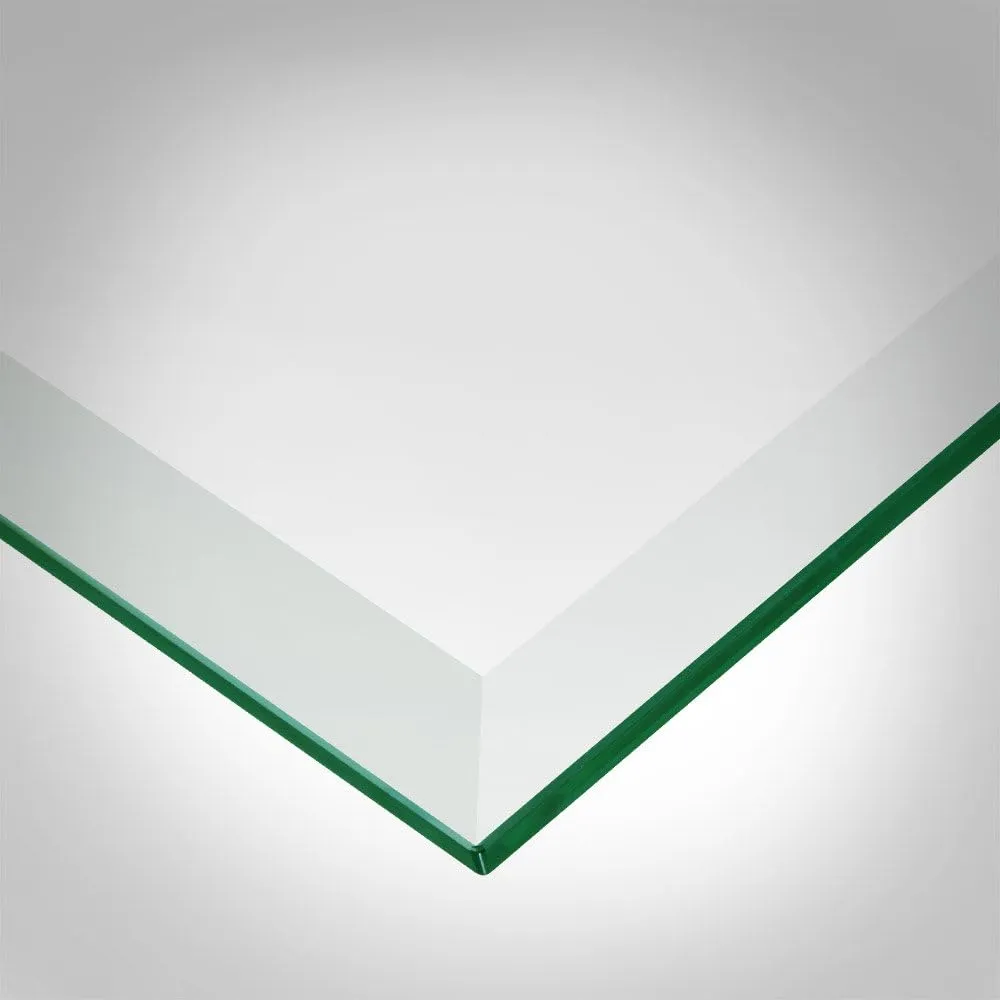 16 inch Square Glass Table Top - Tempered - 1/2" Thick Glass Surface, Safe Beveled Edge, Eased Corners, Multipurpose for Dining Table, Patio, Coffee and End Table