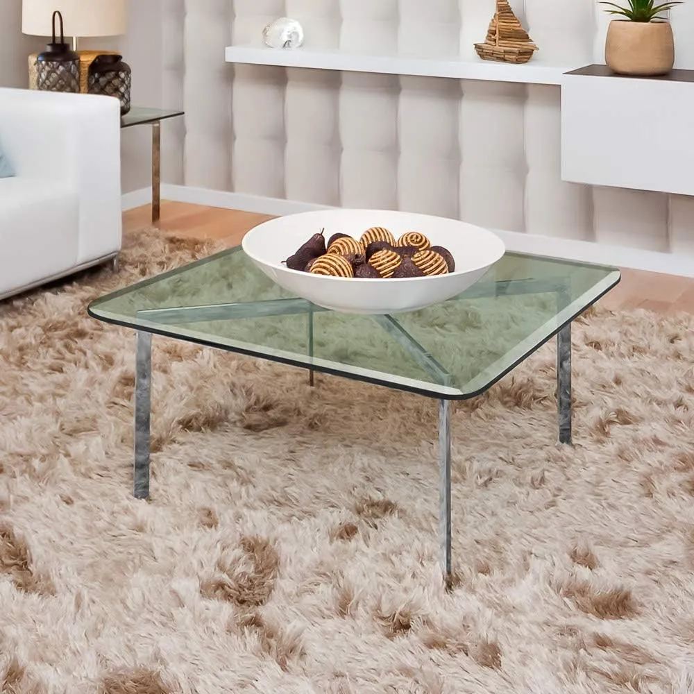 16 inch Square Glass Table Top - Tempered - 1/2" Thick Glass Surface, Safe Beveled Edge, Eased Corners, Multipurpose for Dining Table, Patio, Coffee and End Table