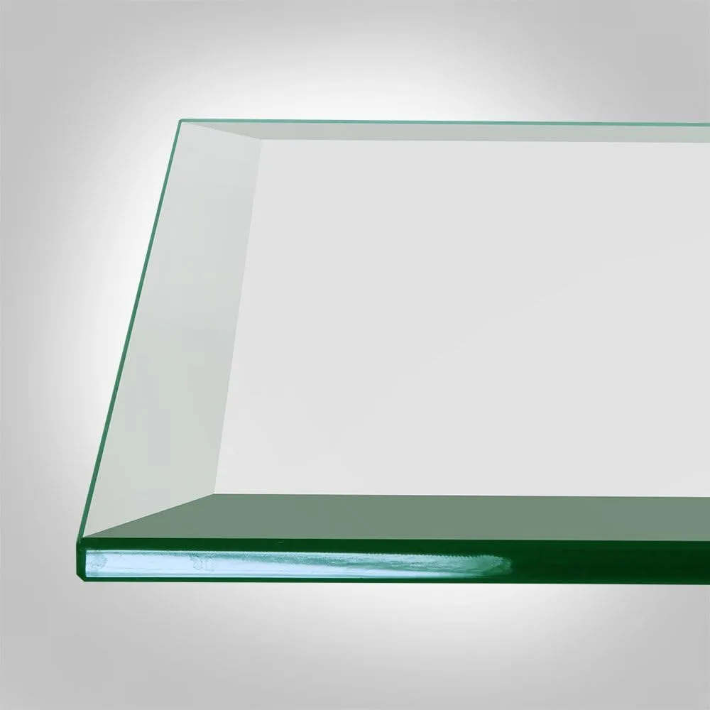 16 inch Square Glass Table Top - Tempered - 1/2" Thick Glass Surface, Safe Beveled Edge, Eased Corners, Multipurpose for Dining Table, Patio, Coffee and End Table