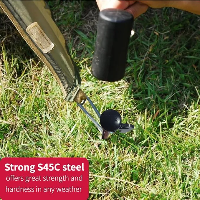 16inch 6 Packs Tent Stakes Heavy Duty Steel Large Tent Pegs for Camping Unbreakable Inflexible Extra Long Windproof
