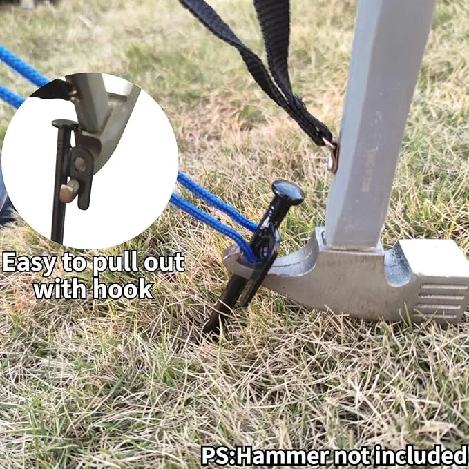 16inch 6 Packs Tent Stakes Heavy Duty Steel Large Tent Pegs for Camping Unbreakable Inflexible Extra Long Windproof