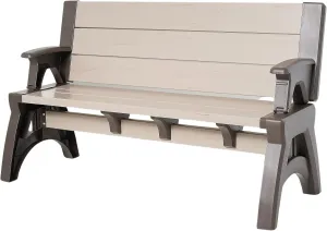 2-in-1 Outdoor Bench & Picnic Table - Foldable, Weather-Resistant Seating - Perfect for Patio, Lawn, Garden, or Deck - Durable Construction, Easy Assembly - Mocha Driftwood