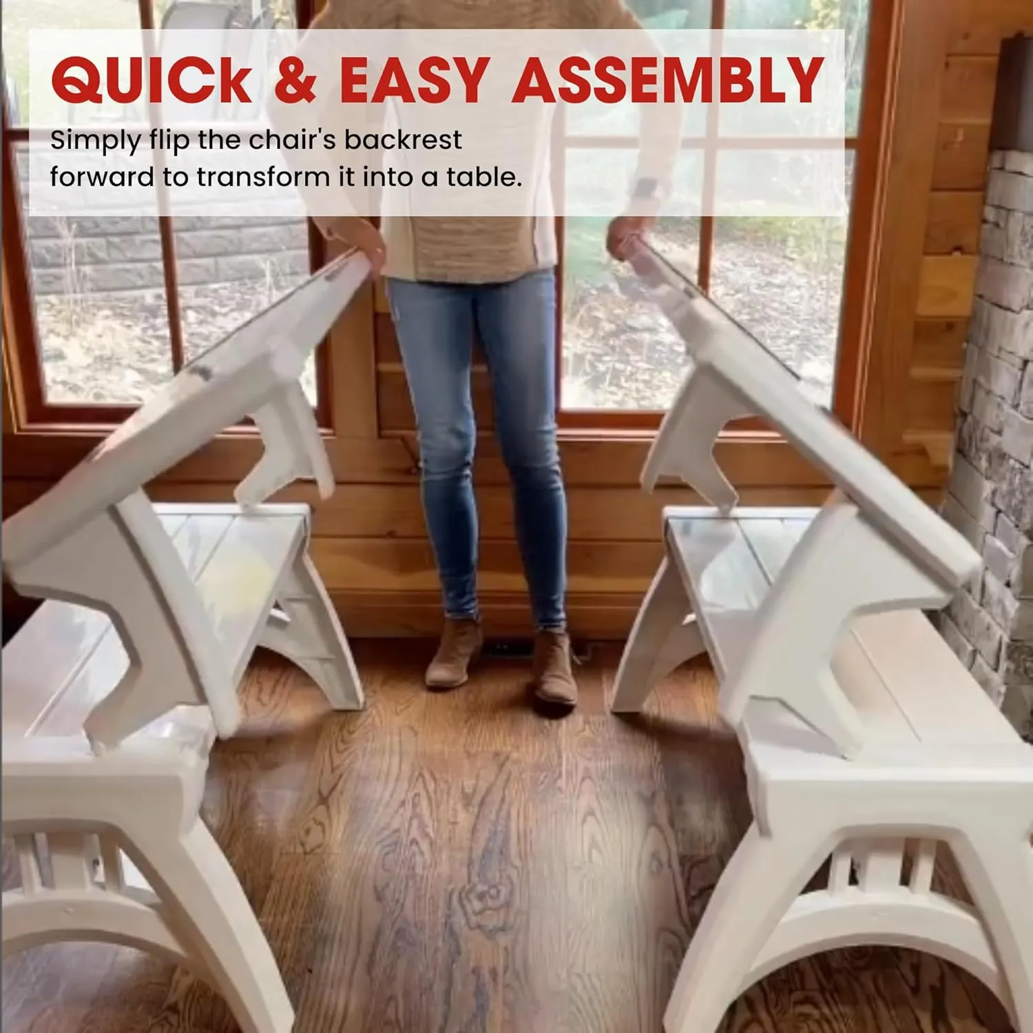 2-in-1 Outdoor Bench & Picnic Table - Foldable, Weather-Resistant Seating - Perfect for Patio, Lawn, Garden, or Deck - Durable Construction, Easy Assembly - Mocha Driftwood