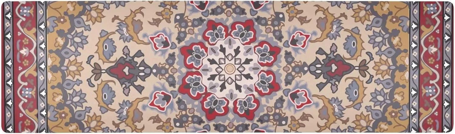 2 in 1 Table Runner Trivet for Hot Pots and Pans Heat Resistant Non Slip Waterproof 39 x 12 Inch Decorative Table Protector for Kitchen Countertop Boho Retro