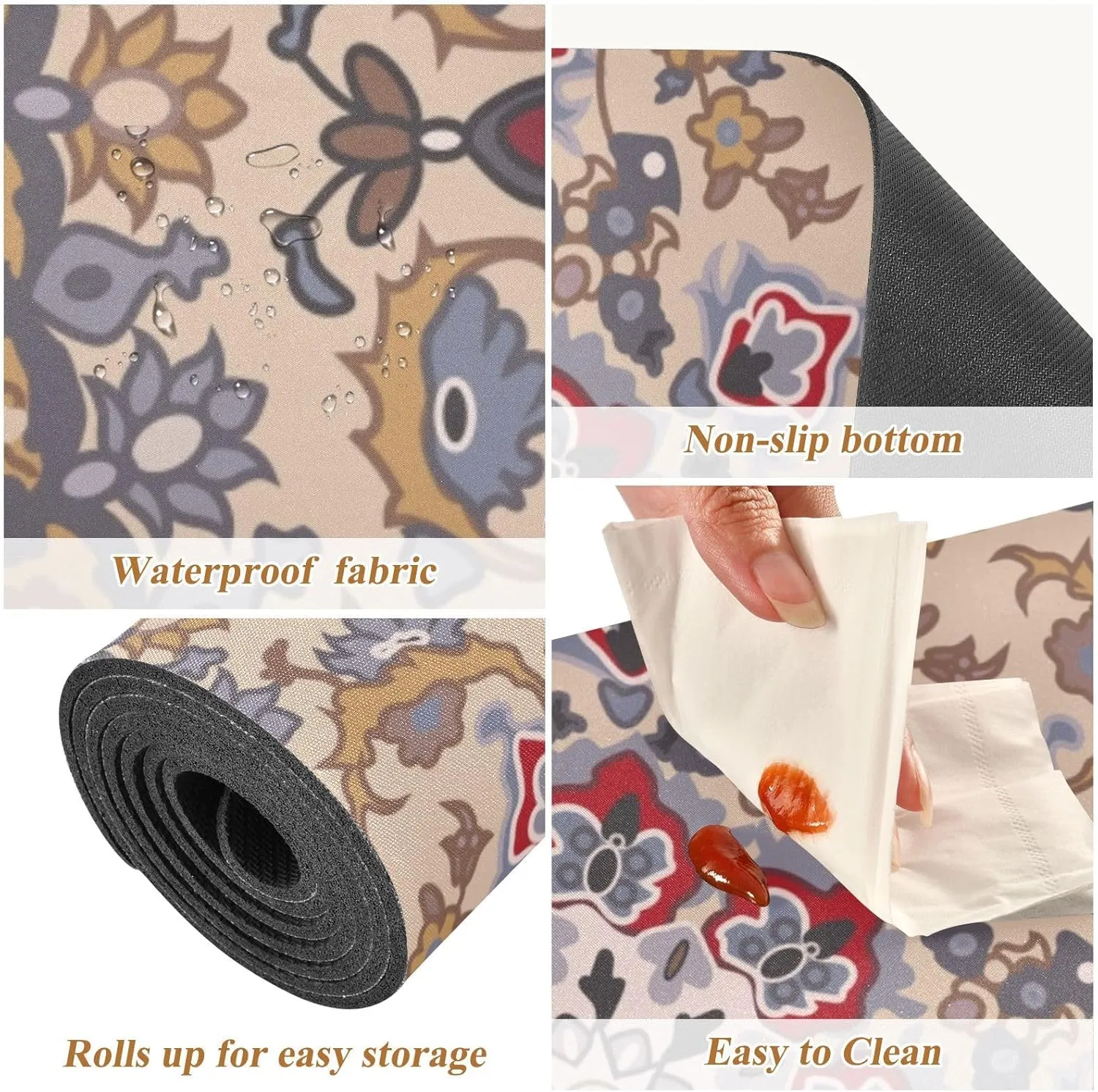 2 in 1 Table Runner Trivet for Hot Pots and Pans Heat Resistant Non Slip Waterproof 39 x 12 Inch Decorative Table Protector for Kitchen Countertop Boho Retro