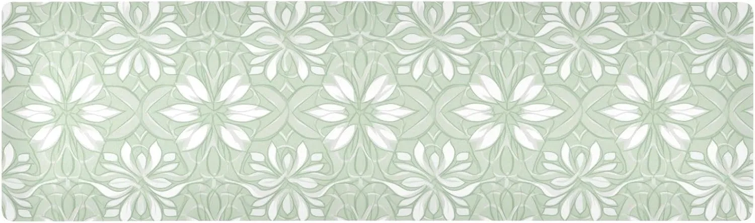 2 in 1 Table Runner Trivet for Hot Pots and Pans Heat Resistant Non Slip Waterproof 39 x 12 Inch Decorative Table Protector for Kitchen Countertop Floral Green