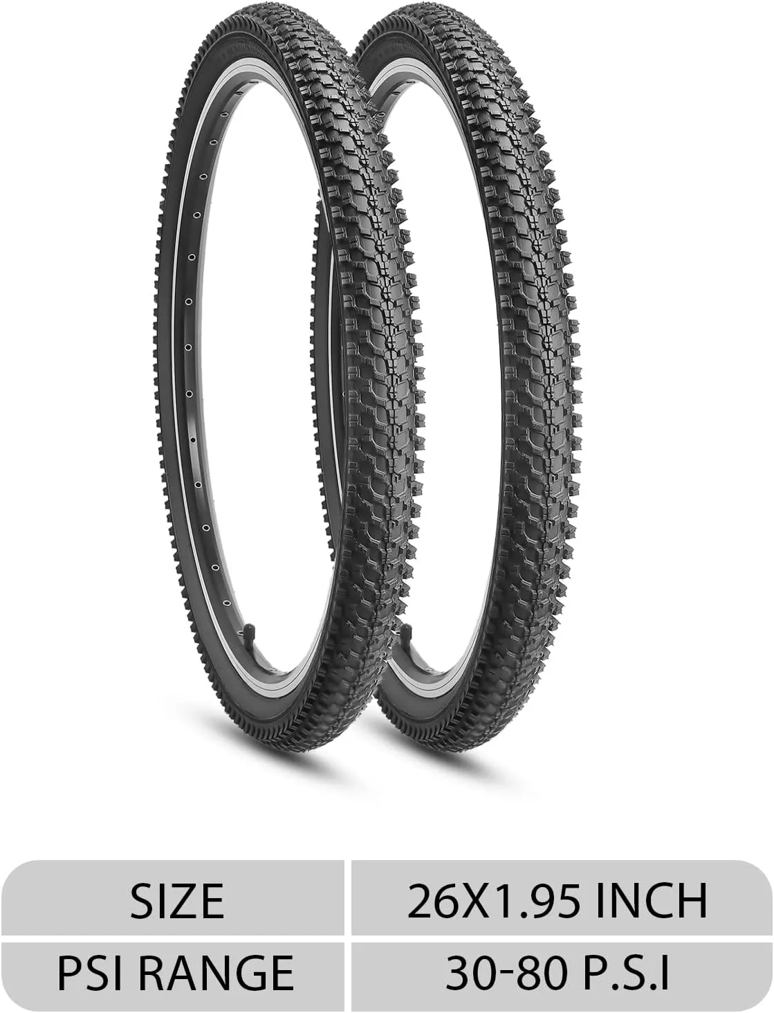 2-Pack Mountain Bike Tires: MOHEGIA 20x2.125/24x1.95/26x1.95/27.5x2.1 Inch MTB Folding Replacement Bicycle Tires Pair