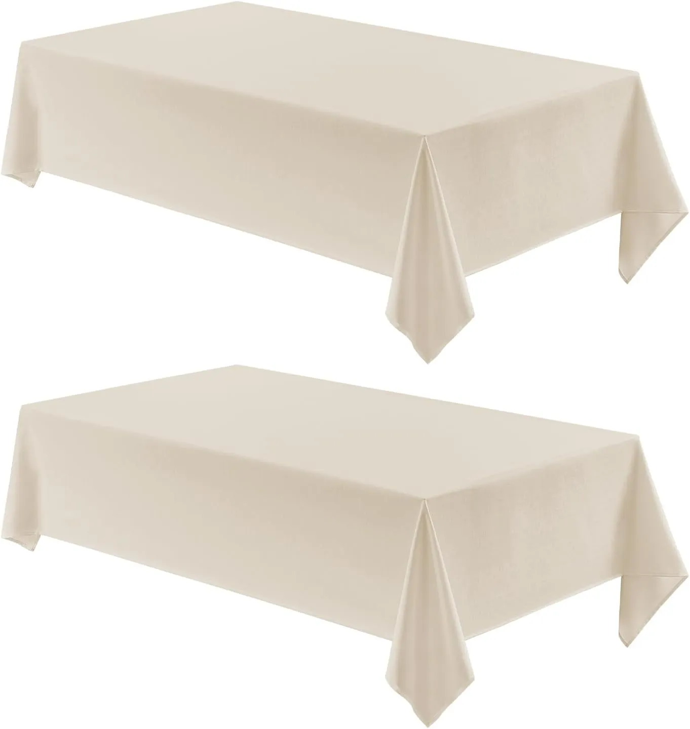 2 Pack Rectangle Tablecloth, 60x84 inch, Water Resistant Wrinkle Free Linen Textured Table Cloth Washable, Decorative Fabric Table Cover for Dining, Party and Camping, Beige