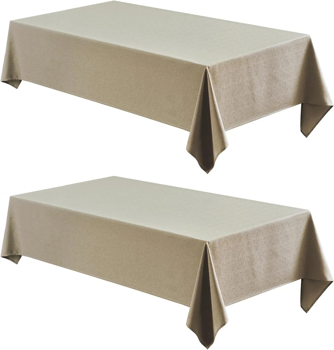 2 Pack Rectangle Tablecloth, 60x84 inch, Water Resistant Wrinkle Free Linen Textured Table Cloth Washable, Decorative Fabric Table Cover for Dining, Party and Camping, Mocha