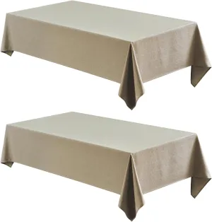 2 Pack Rectangle Tablecloth, 60x84 inch, Water Resistant Wrinkle Free Linen Textured Table Cloth Washable, Decorative Fabric Table Cover for Dining, Party and Camping, Mocha