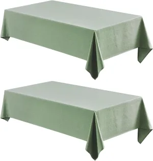 2 Pack Rectangle Tablecloth, 60x84 inch, Water Resistant Wrinkle Free Linen Textured Table Cloth Washable, Decorative Fabric Table Cover for Dining, Party and Camping, Sage Green