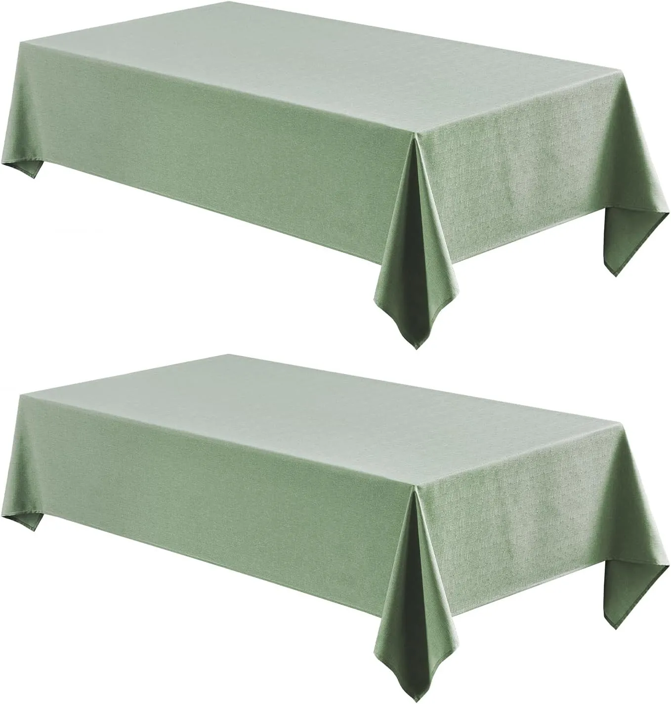 2 Pack Rectangle Tablecloth, 60x84 inch, Water Resistant Wrinkle Free Linen Textured Table Cloth Washable, Decorative Fabric Table Cover for Dining, Party and Camping, Sage Green