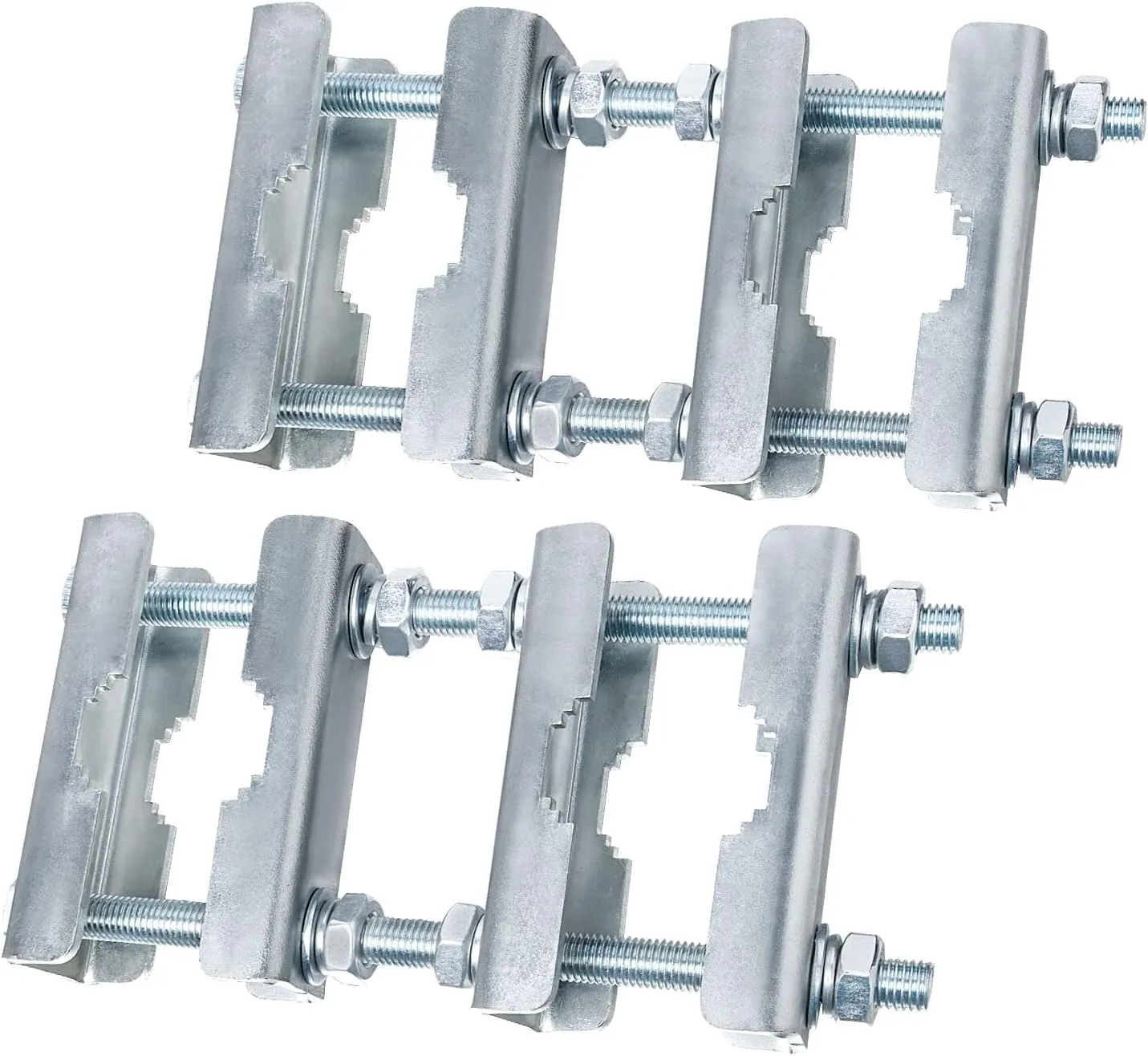2 Sets Antenna Mast to Mast Clamp Bracket Kit with V Jaw Blocks for 1"-2.5" OD Poles, Heavy Duty Mounting Hardware for Ham TV Network Antennas, Security Cameras, Weather Station