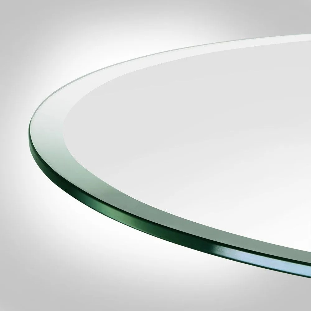 22 inch Round Glass Table Top - Tempered - 1/2" Thick Glass Surface, Safe Beveled Edge, Multipurpose for Dining Table, Patio, Coffee and End Table