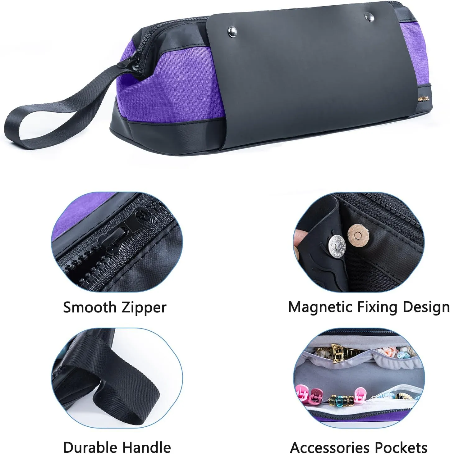 2IN1 Hair Tools Travel Bag with Heat Resistant Mat for Shark Flextyle, Flat Irons, Straighteners, Curling Iron, and Haircare Accessories,Compatible with Revvlon One Step Hair Dryer