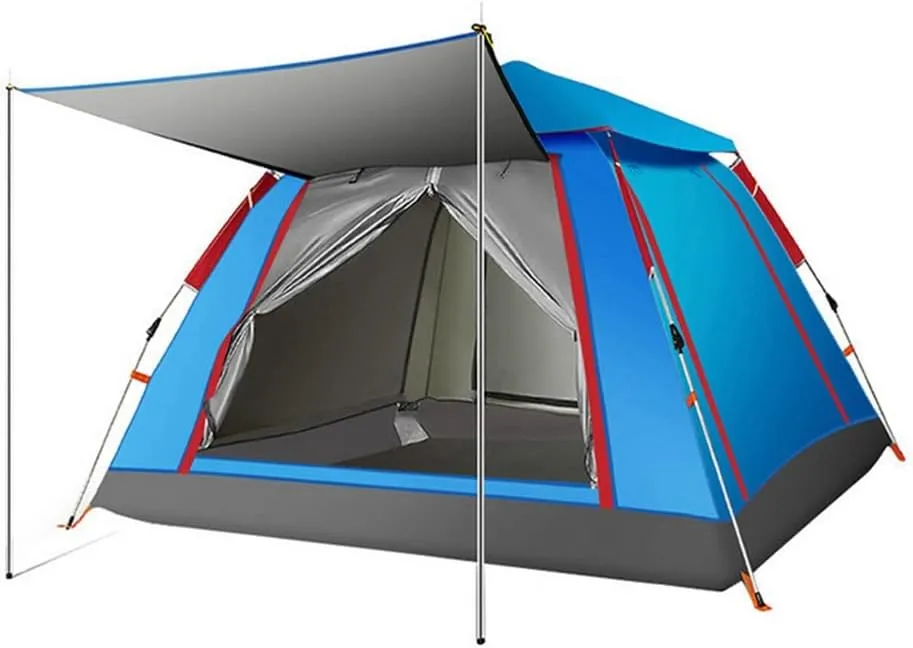 3-4 Person Quick Automatic Opening Outdoor Camping Tent Family Tourist Tent Large Space Sun Shelter Tents(Size:215x215x142cm)