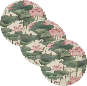 3 Pcs Trivet Pads for Hot Pots and Pans 15in Cotton Thread Weave Heat Resistant Pan Mat for Hot Pot Halloween Decor Chinese Style Flower