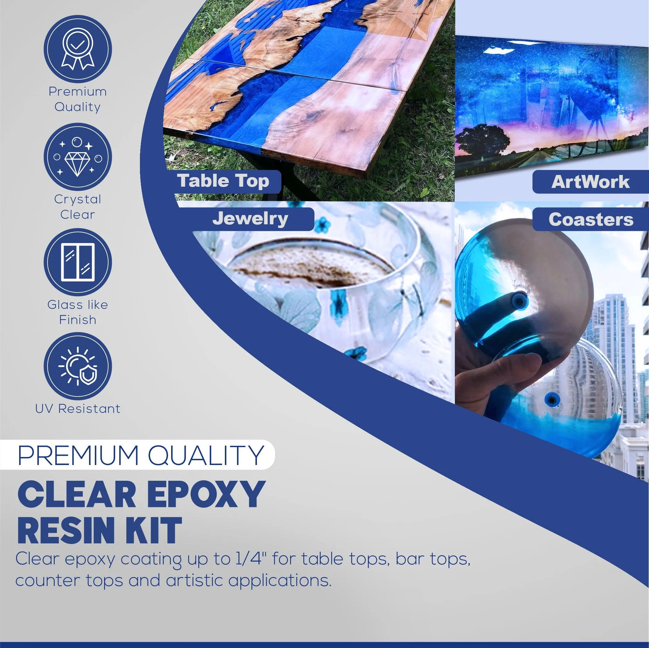 32 oz (946 ml) | Table Top Clear Coating Epoxy Resin Kit | Free Express Shipping