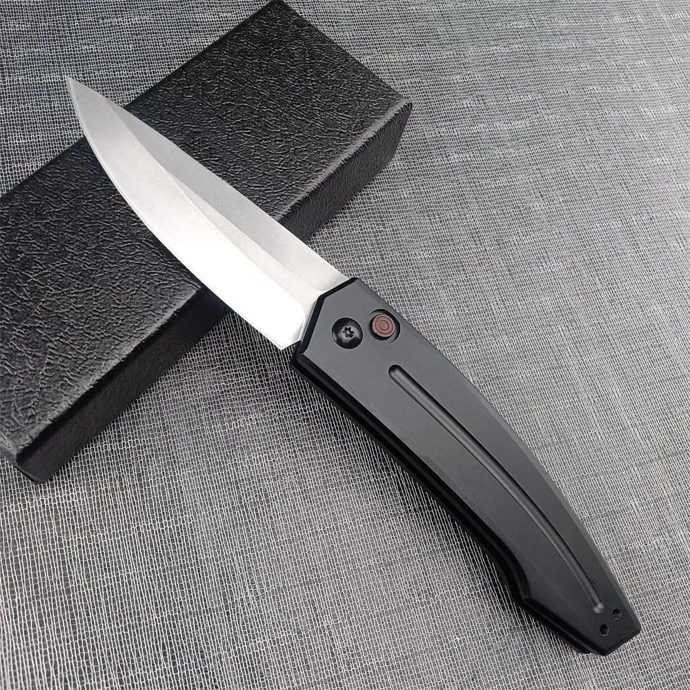 3.31'' D2 Steel Blade Aluminum Handles Speed Safe Botton Fast Opening Folding Knife with Pocket Clip, Camping EDC Tools, Survival Knives, Christmas Gift for Men and Women (White Full Blade)