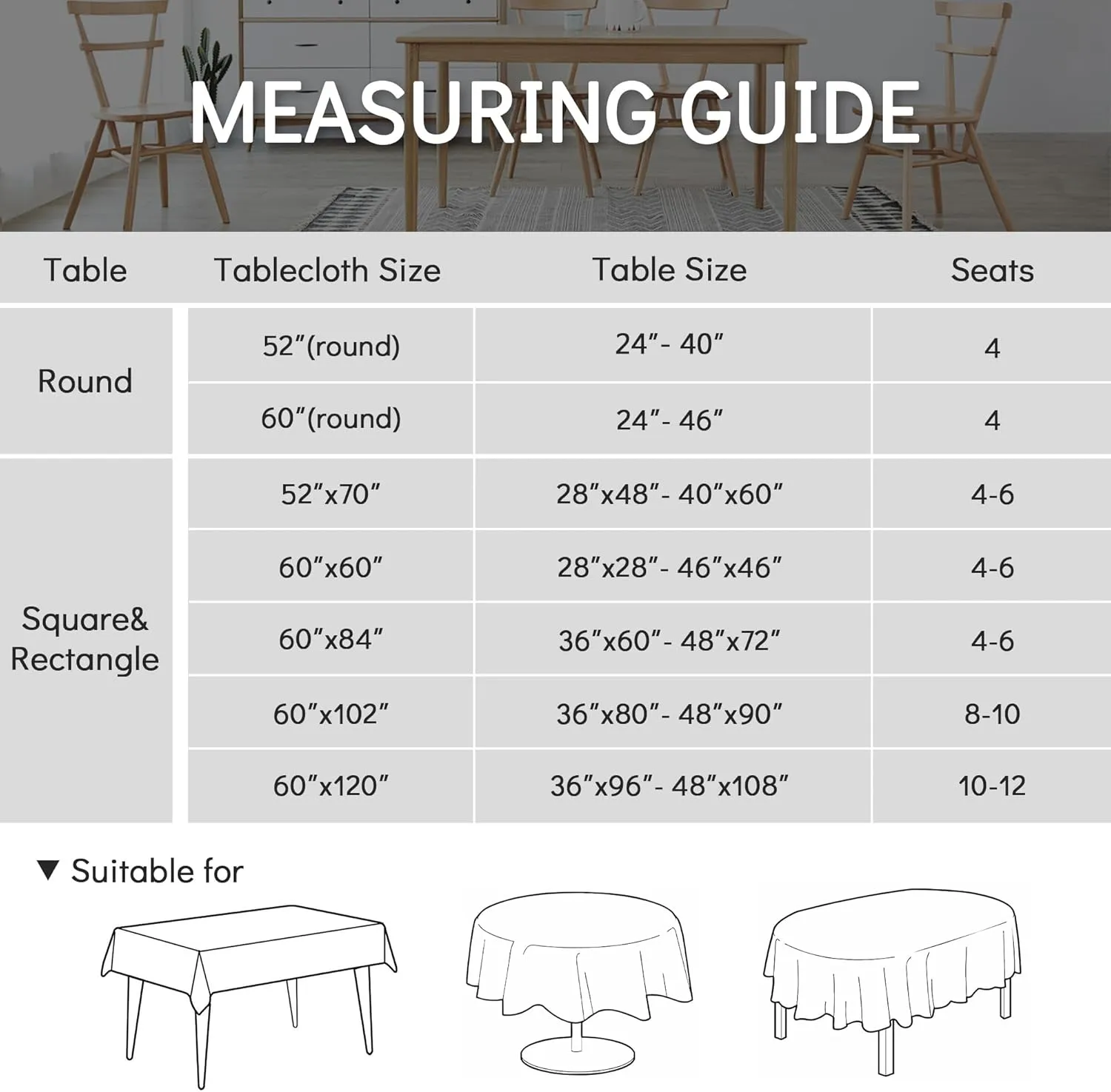 4 Pack Ivory Round Tablecloth - 52 Inch Fabric Table Cloth, Waterproof and Wrinkle Resistant Washable Polyester Table Cover for Dining Table, Buffet Parties and Camping