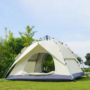4 Person Portable Camping Tent with Mesh Windows, Instant Popup Up Waterproof Family Camping Tent, Portable Windproof Dome Tent for Camping & Hiking, Backpacking