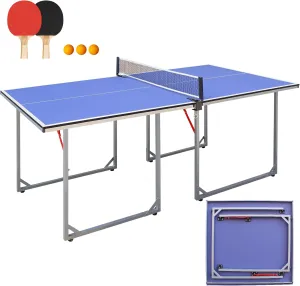 4.5/6ft/9ft Mid-Size Portable Ping Pong Tables Set, Foldable Table Tennis Table with Net,2 Paddles & 3 Balls, Professional MDF Tables for Indoor/Outdoor Multi-Use Free Standing Ping Pong Table