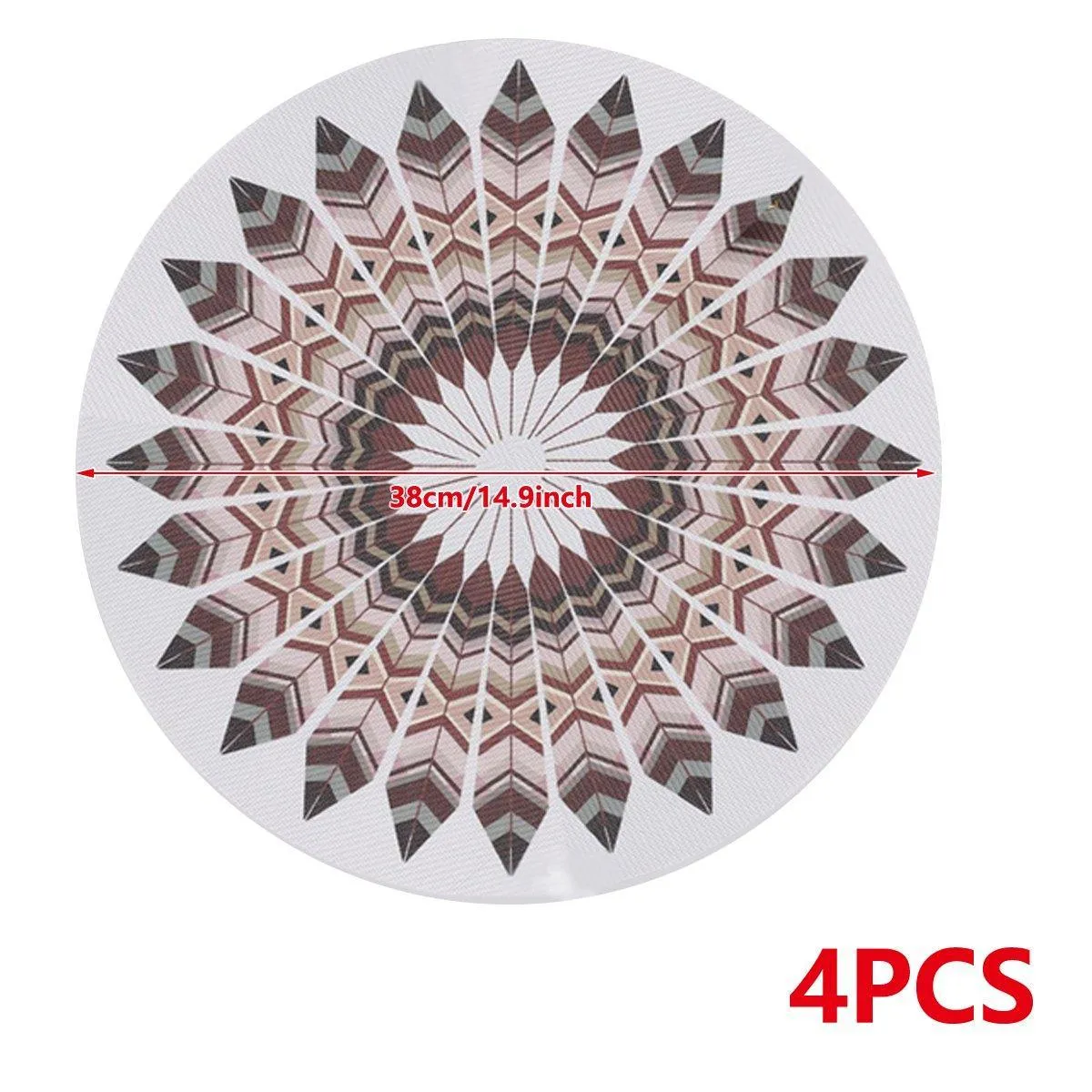4PCS Bohemian Round Heat Resistant Dine Mat Anti Scalding Western Table Mat Set