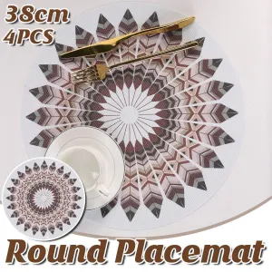 4PCS Bohemian Round Heat Resistant Dine Mat Anti Scalding Western Table Mat Set
