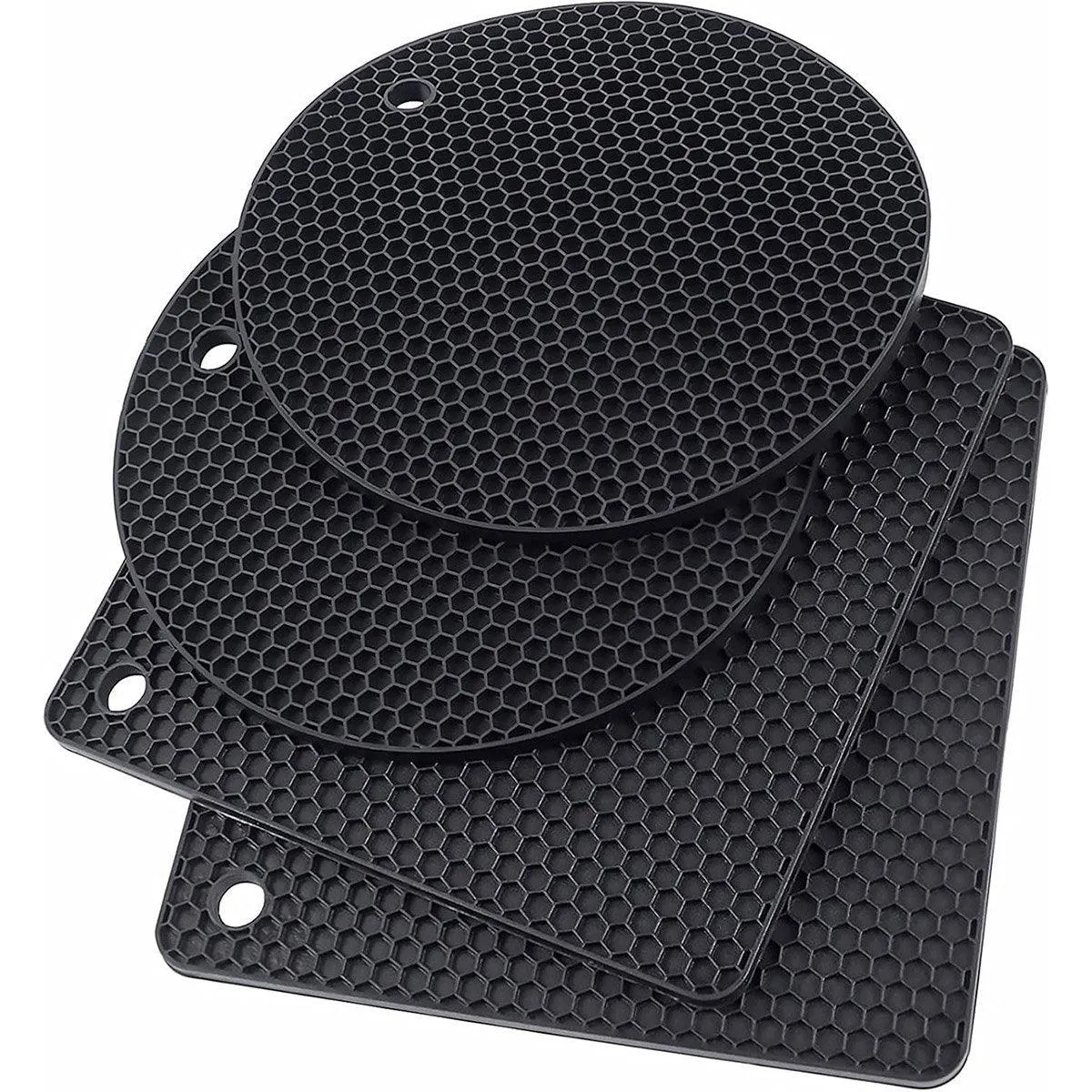 4pcs Silicone Honeycomb Heat Resistant Mats Table Cup Pot Coasters Home Kitchen