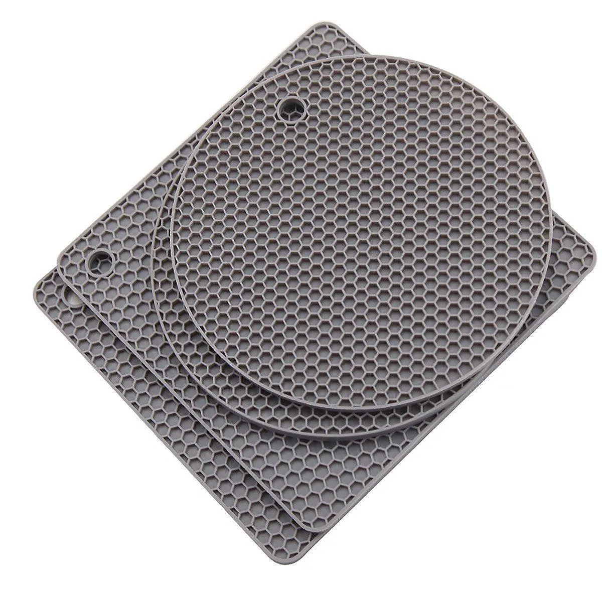 4pcs Silicone Honeycomb Heat Resistant Mats Table Cup Pot Coasters Home Kitchen