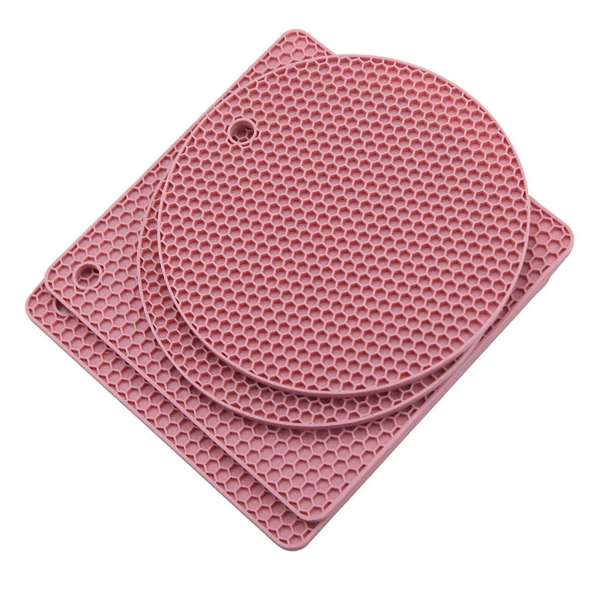 4pcs Silicone Honeycomb Heat Resistant Mats Table Cup Pot Coasters Home Kitchen