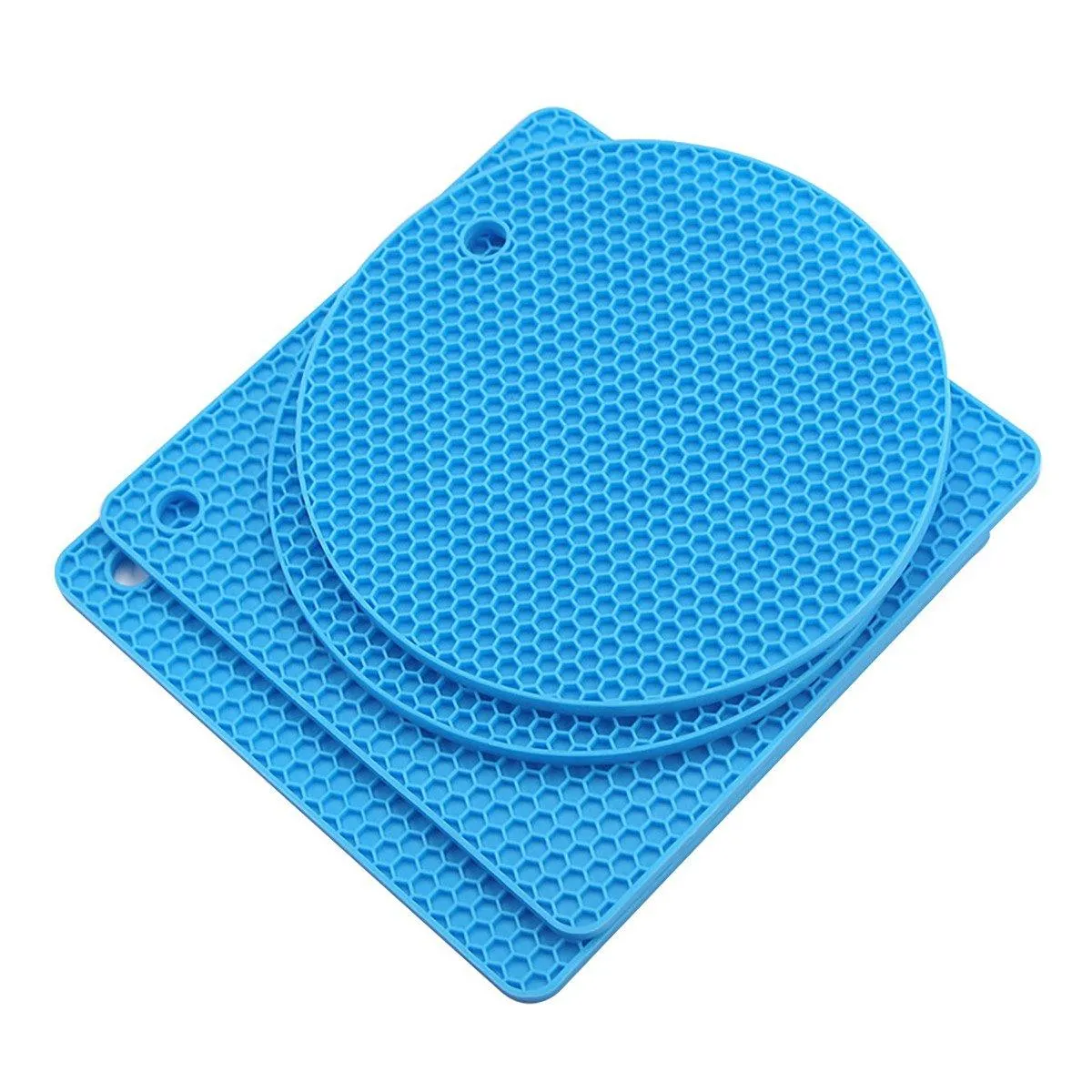4pcs Silicone Honeycomb Heat Resistant Mats Table Cup Pot Coasters Home Kitchen