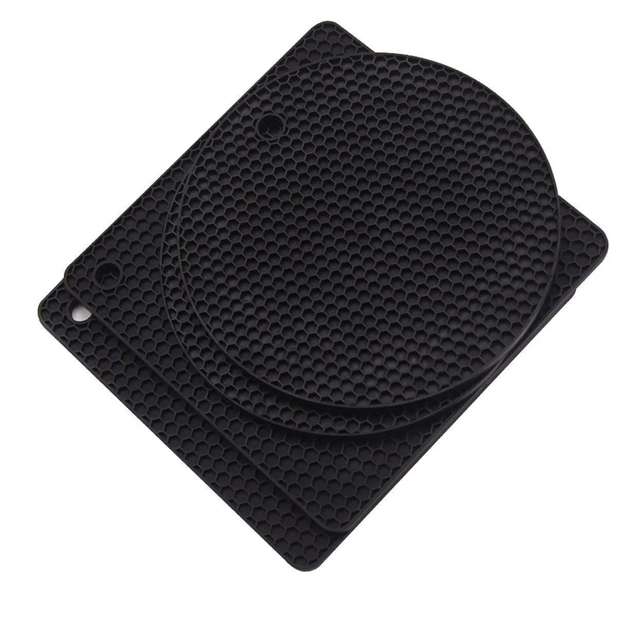 4pcs Silicone Honeycomb Heat Resistant Mats Table Cup Pot Coasters Home Kitchen