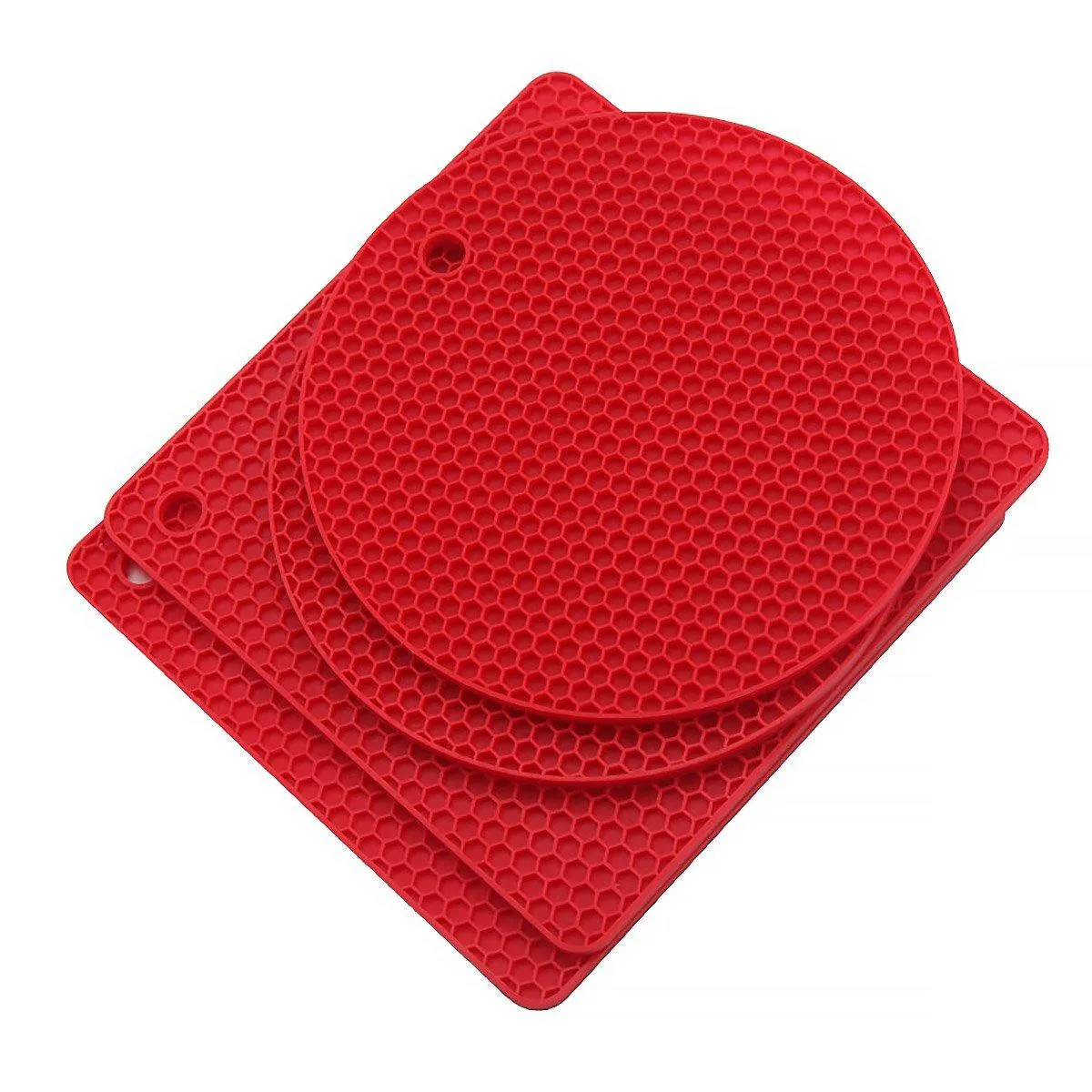 4pcs Silicone Honeycomb Heat Resistant Mats Table Cup Pot Coasters Home Kitchen