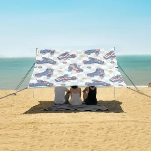 4th of July Roller Skate Beach Camping Tent Sun Shelter for Whole Family, Beach Shade Canopy with UPF50  UV Protection,Easy Set Up and Carry,Outdoor Shade for Trips, Fishing, Backyard Fun Picn