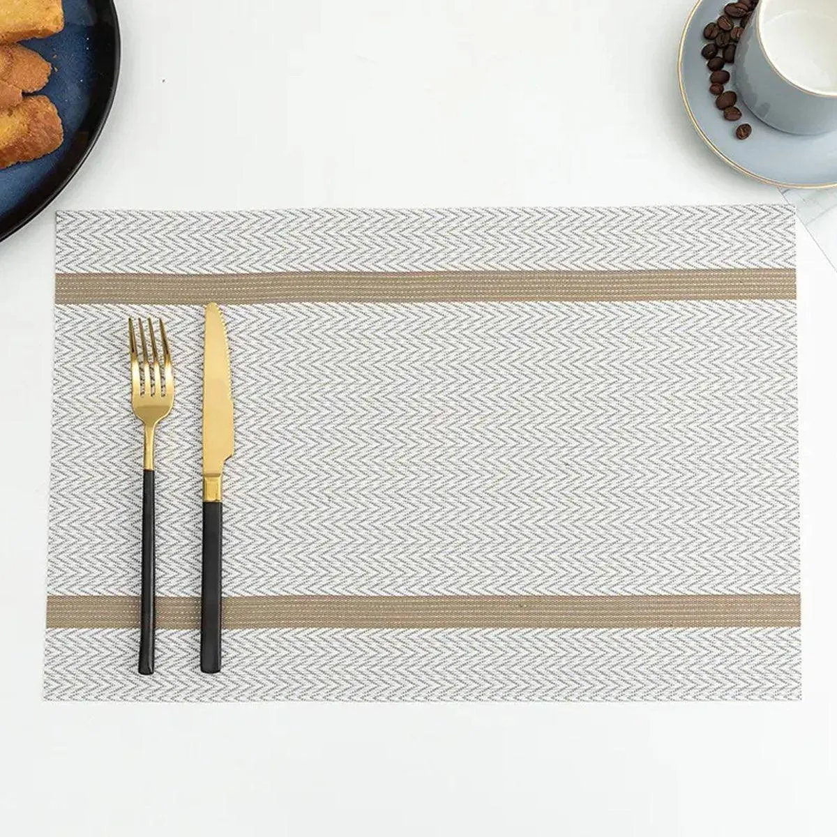 4X Anti-Skid Woven Placemat Waterproof Oil-proof Placemat Heat Resistant PVC Mat