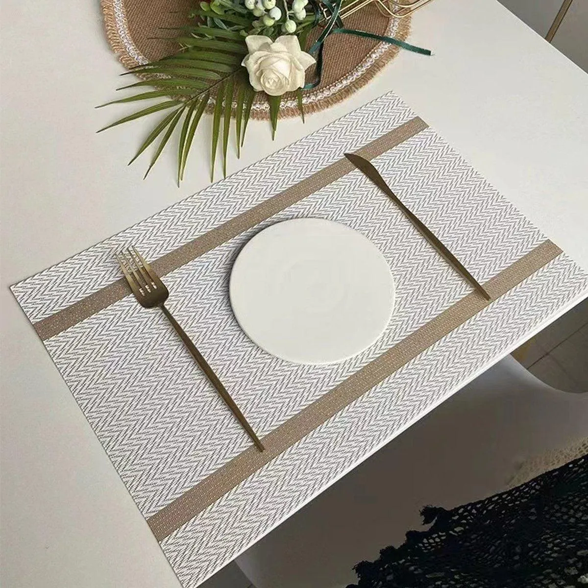 4X Anti-Skid Woven Placemat Waterproof Oil-proof Placemat Heat Resistant PVC Mat