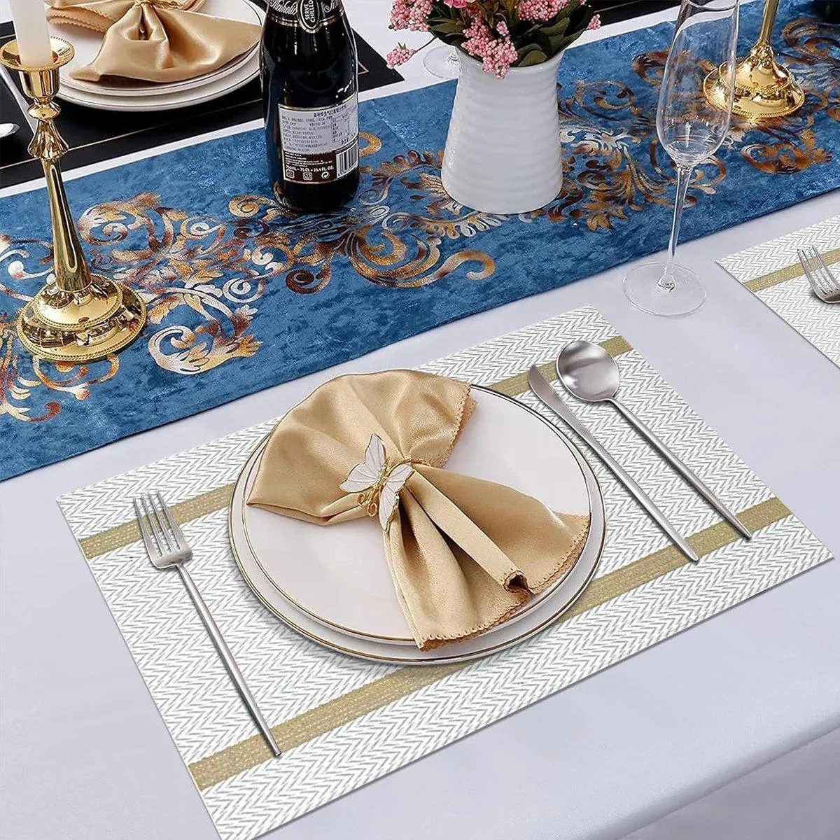 4X Anti-Skid Woven Placemat Waterproof Oil-proof Placemat Heat Resistant PVC Mat