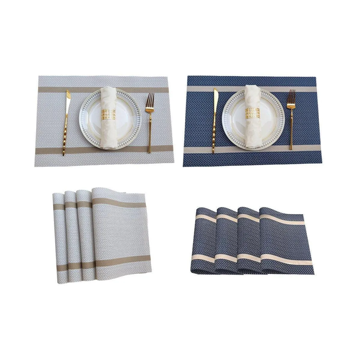 4X Anti-Skid Woven Placemat Waterproof Oil-proof Placemat Heat Resistant PVC Mat