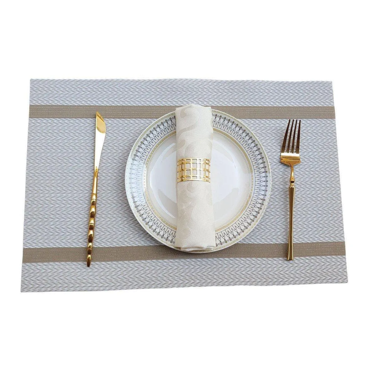 4X Anti-Skid Woven Placemat Waterproof Oil-proof Placemat Heat Resistant PVC Mat