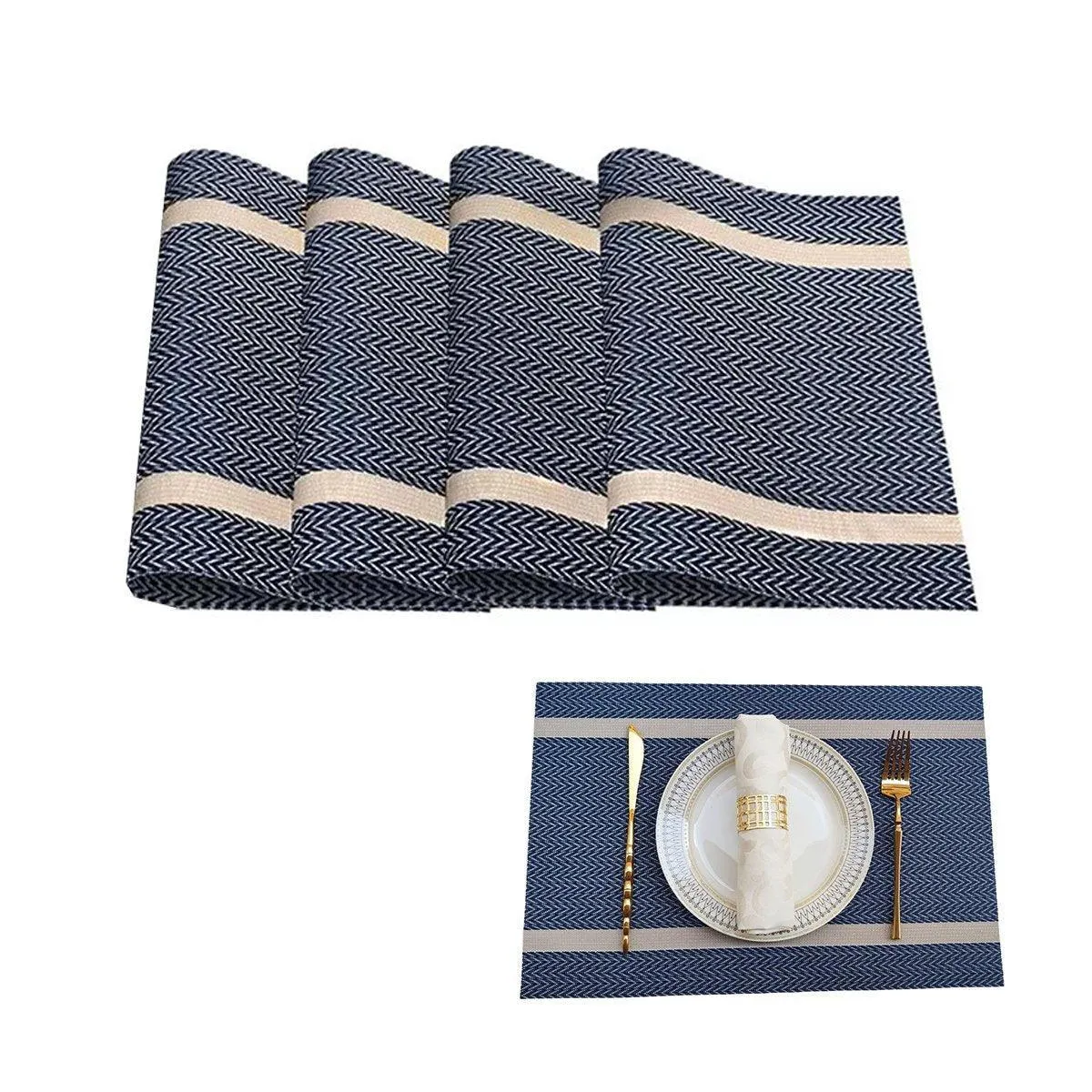 4X Anti-Skid Woven Placemat Waterproof Oil-proof Placemat Heat Resistant PVC Mat