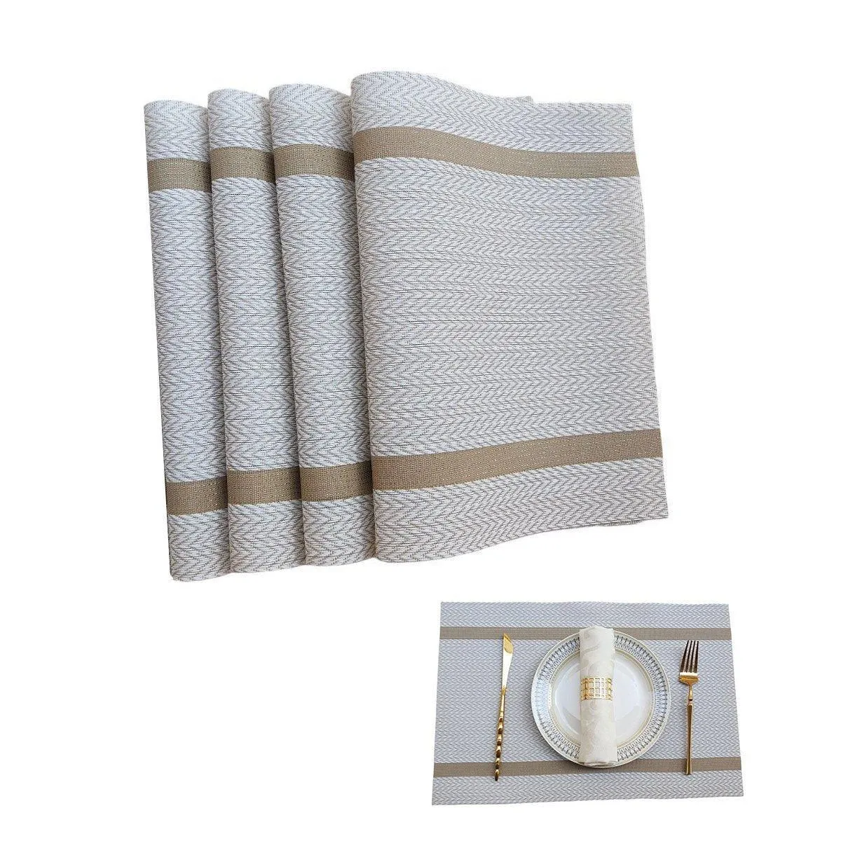 4X Anti-Skid Woven Placemat Waterproof Oil-proof Placemat Heat Resistant PVC Mat